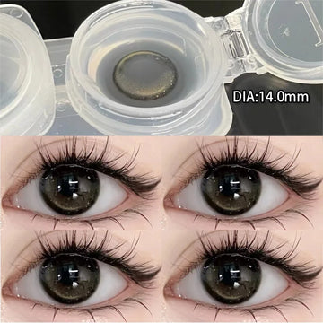 2pcs Yearly Contact Lenses Eye Black Natural Color Contact Lenses Round Soft Lenses Prescription Myopic Students Color Cosmetics